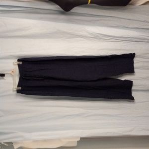 Vtg Electric Designs XL Rayon Slacks Stretch Elastic Waist Bow Blue Print